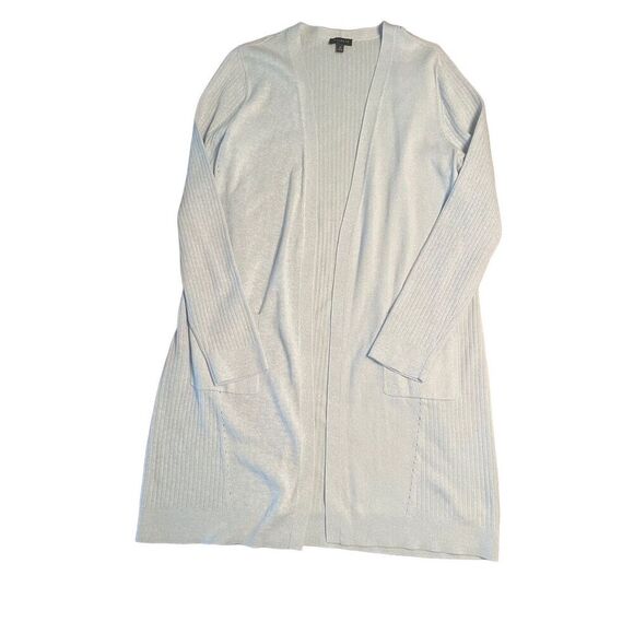 Talbots Sweaters - Talbots Sweater Size M 100% Pima Cotton Light Blue Open Front Longline Cardigan